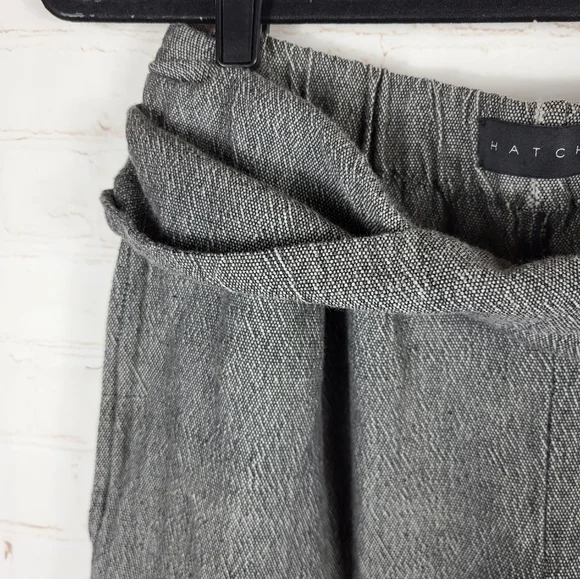 Hatch Maternity The Ipek Front Twist Gathered Waist Tweed Crop Pants Gray Small - Picture 3 of 10